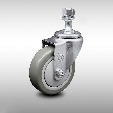 Service Caster 4 Inch SS Gray Polyurethane Wheel Swivel 12mm Threaded Stem Caster SCC SCC-SSTS20S414-PPUB-M1215